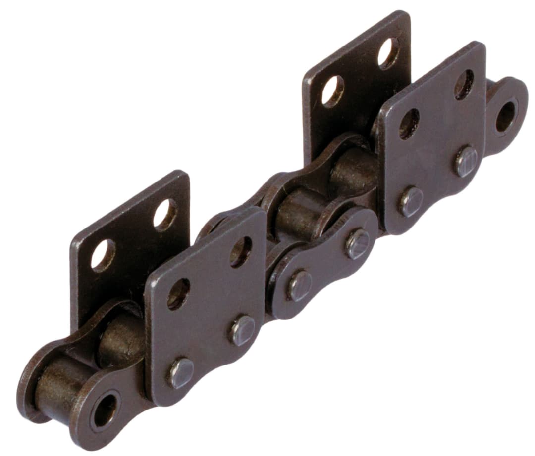 Roller chain with straight attachments 06 B-1-M2, 4xp attachments wide version on both sides