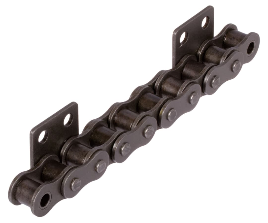 Roller chain with straight attachments 06 B-1-M2, 6xp attachments wide version on one side