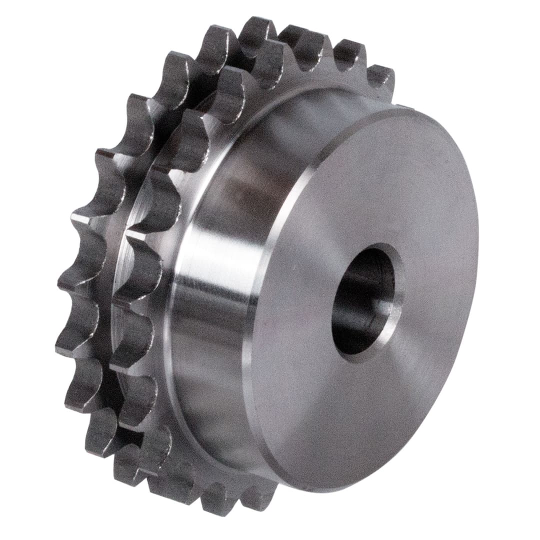 Double-strand sprocket ZRS with hub 24 B-2 1 1/2×1″ 10 teeth material steel