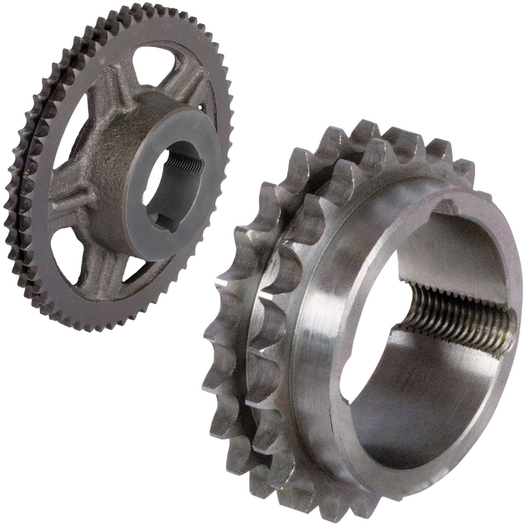 Double-strand sprocket ZRT 10 B-2 5/8×3/8″ 20 teeth material steel for taper bush type 1610