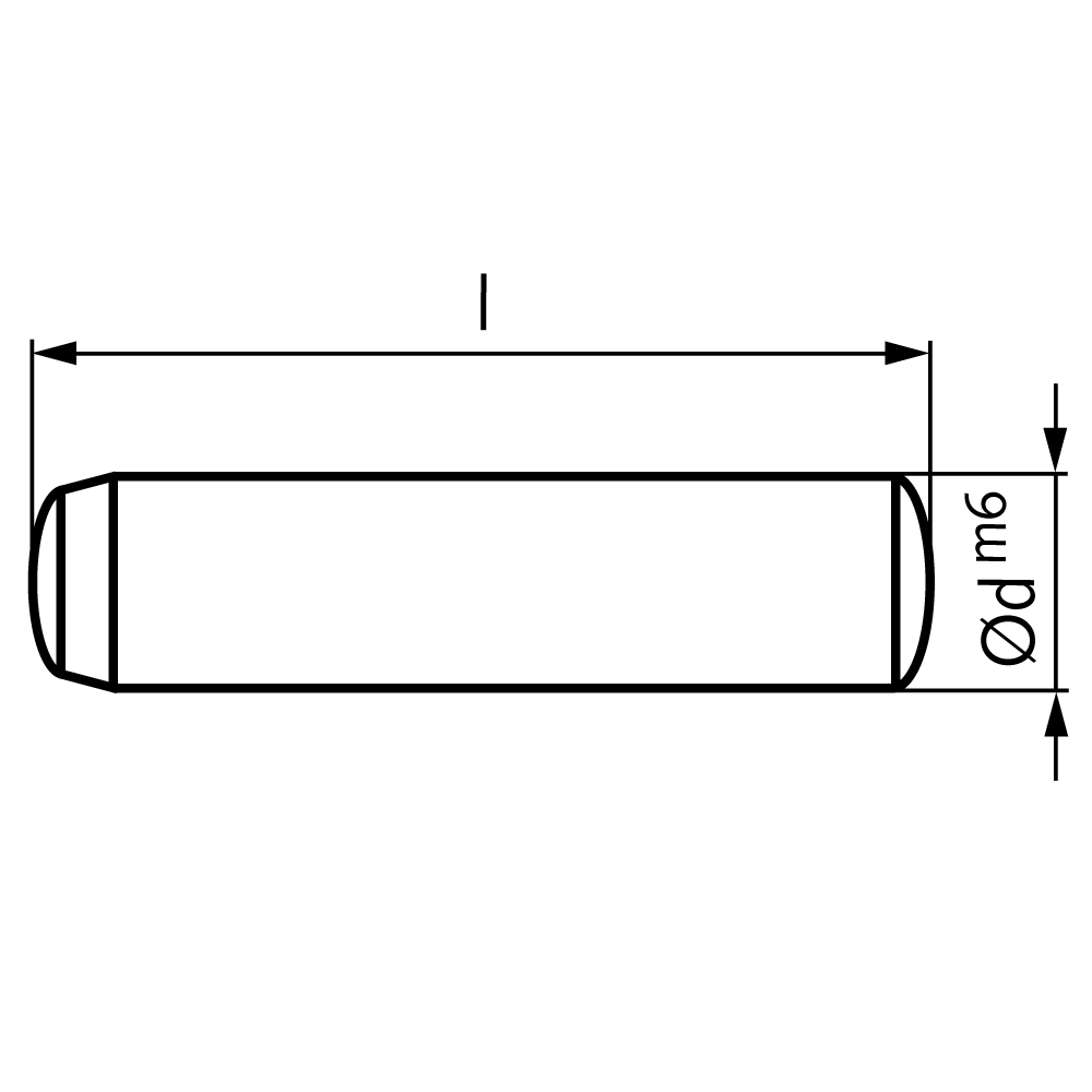Parallel pin DIN 6325 hardened steel diameter 8m6 length 30mm