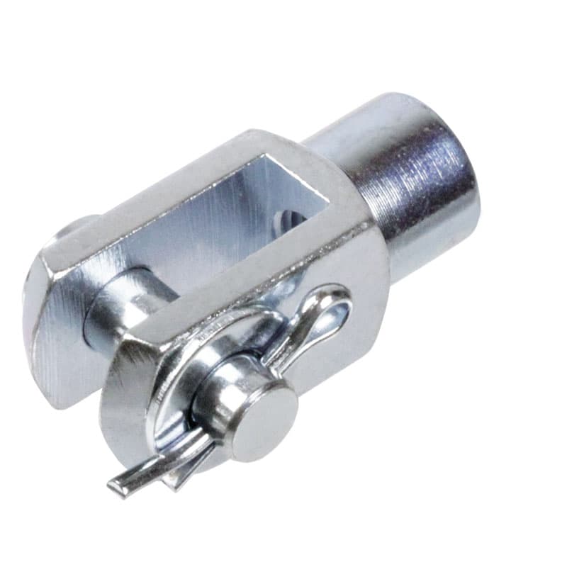Clevis joint DIN 71752 with split pin size 10 x 20 right handed steel zinc-plated