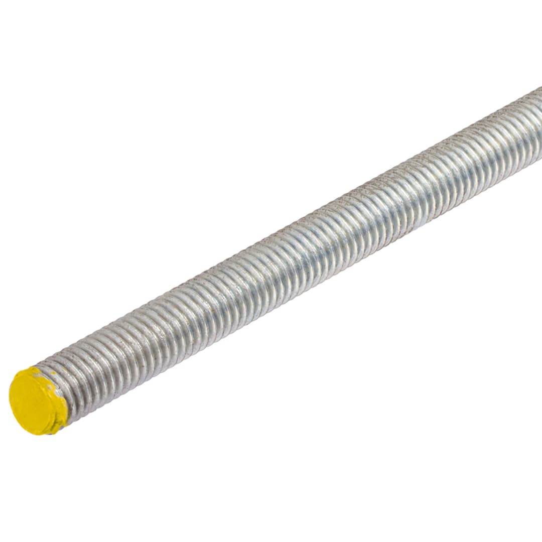 Threaded bar DIN 976-1 A (ex DIN 975) steel 8.8 zinc plated M20 x 1,5 x 1000mm RH marked with colour yellow