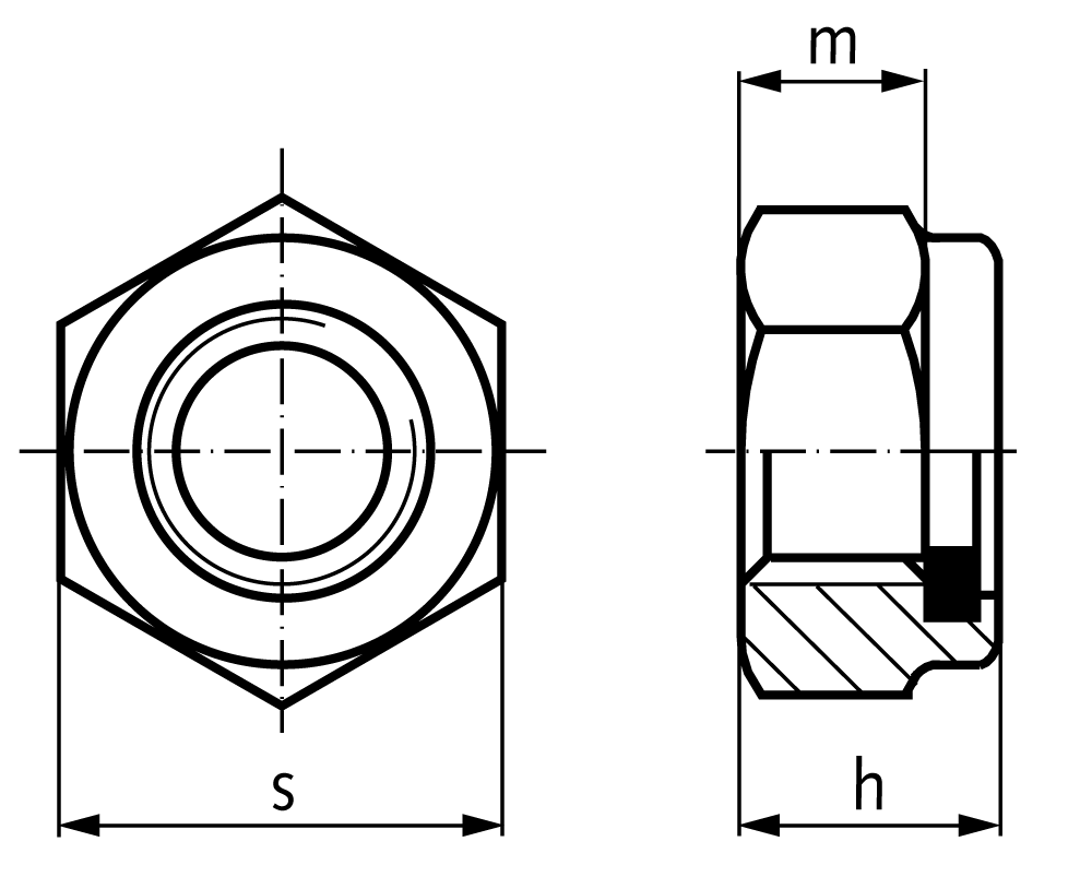 Hexagon nut DIN 985 (similar DIN EN ISO 10511) with polyamid insert M3 stainless steel A2