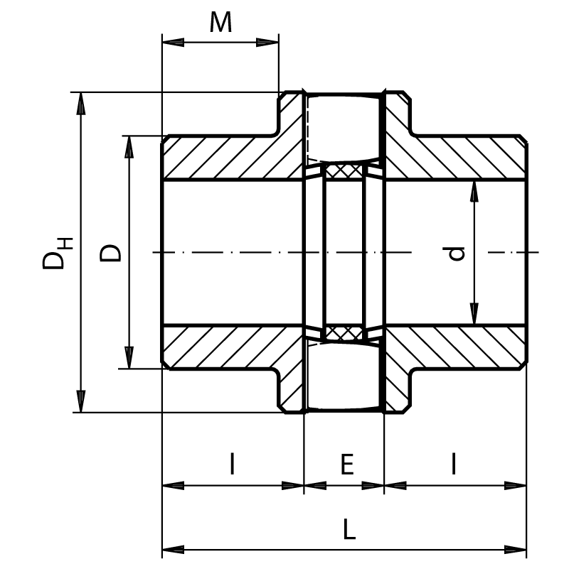 Elastic coupling DXA size 100 max. torque 11000Nm nominal torque 5500Nm outer diameter 220mm overall length 250mm with pilot bore