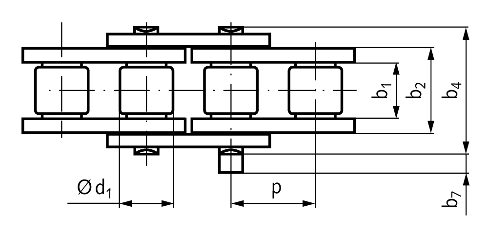 Roller chain similar to 08 B-1 pitch 1/2 x 5/16″ nickel-plated.