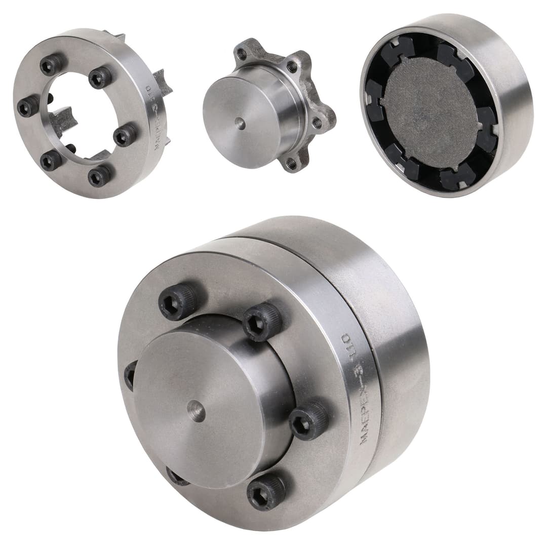 Elastic pin coupling MAEPEX 3-part version cast iron Baugröße 125 max. torque 720Nm nominal torque 240Nm outer diameter 125mm Länge 102mm no bore