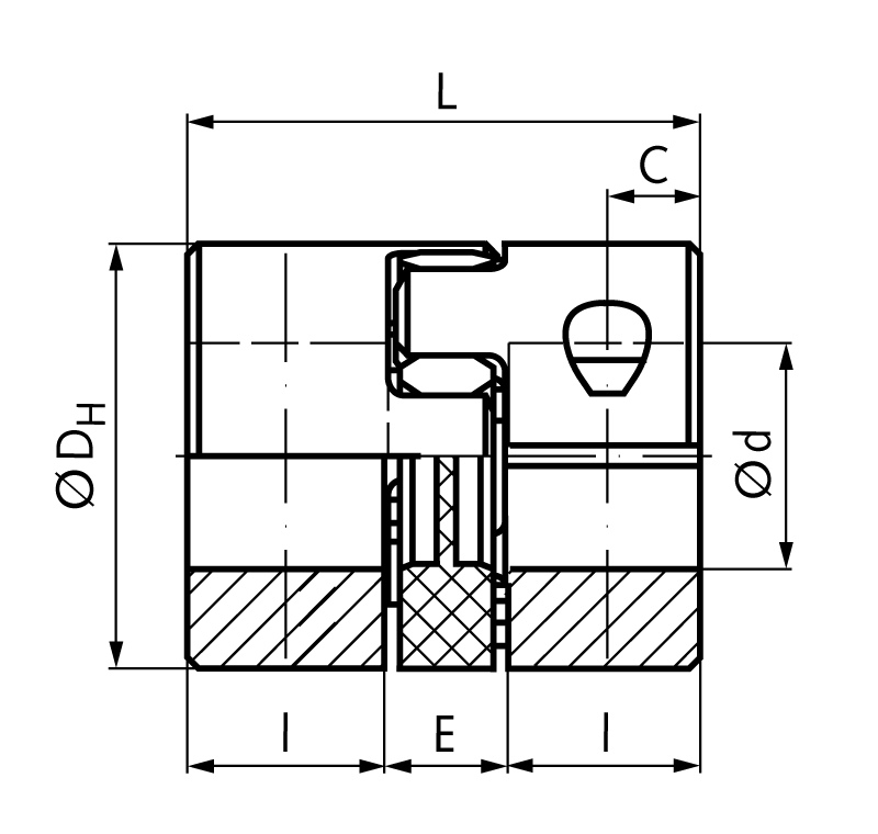 Clamp hub for elastic coupling RNKC short backlash-free size 19 borehole 12mm outer diameter 40mm length 31mm