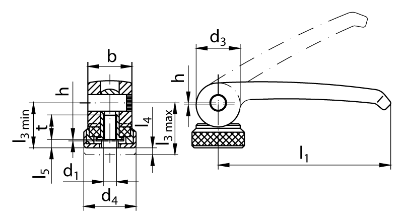 Excentric clamp 927 Version A internal thread M6