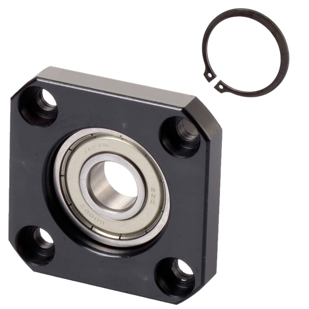 Flange bearing unit FF 12 bore 10mm material steel black oxide finished