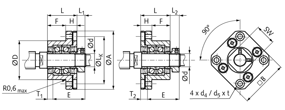 Flange bearing unit FK 06 bore 6mm material steel nickel plated sealed only at the cylindrical side
