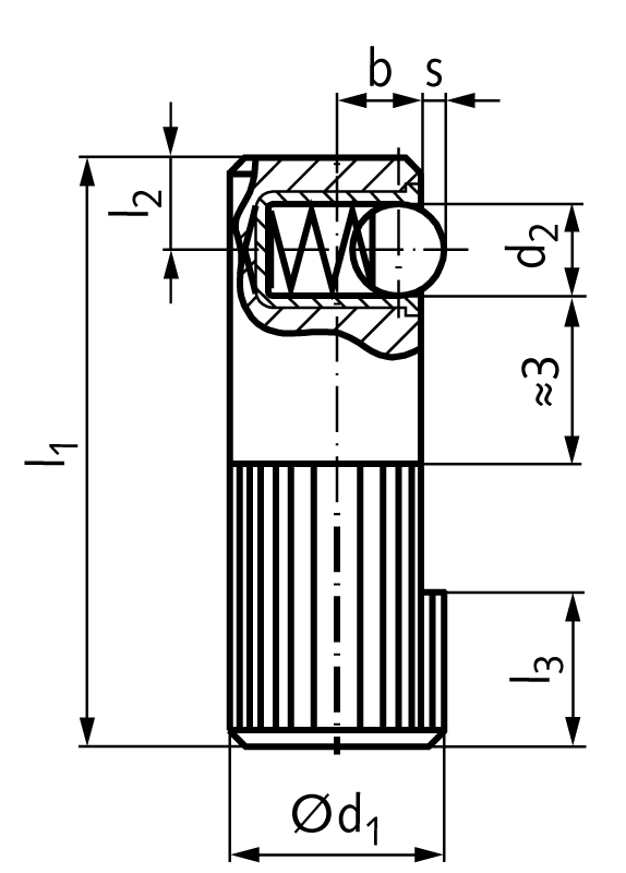 Spring-action side thrust pin 2214 14 x 40 version A single-sided steel black oxided