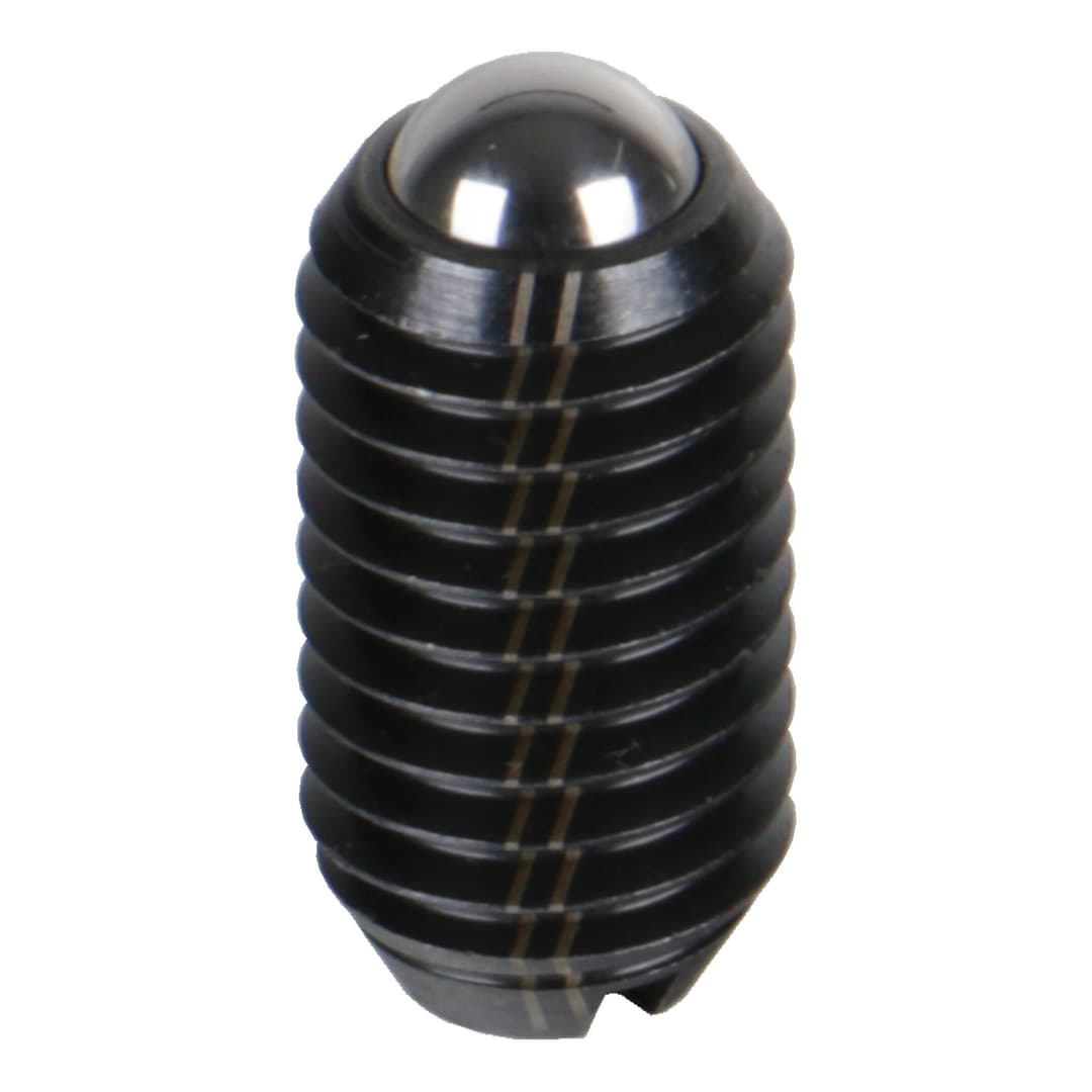 Spring plunger M16 with ball and slot strong tension steel black oxided