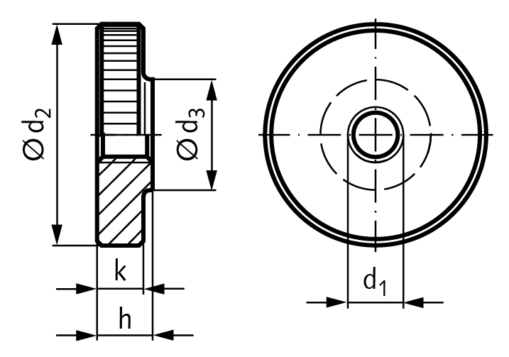 Flat knurled nut DIN 467 M3