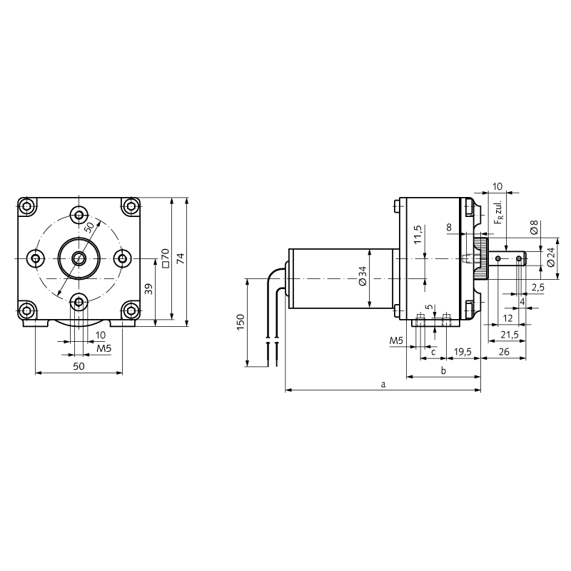 DC motor 12V matching with gearbox GE/I