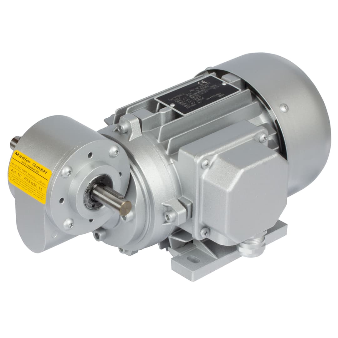 Worm geared motor MEG 250 Watt 230/400V 50Hz IE2 i=56:1 output speed approx. 50 rpm permitted Md2=12Nm (For operating instructions please visit the download area of our website www.maedler.de)
