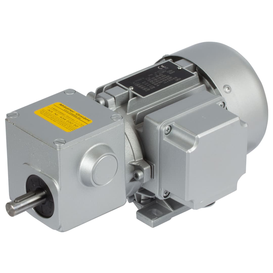 Worm geared motor MZ 90 Watt 230/400V 50Hz IE1 i=50:1 output speed approx. 28 rpm permitted Md2=7.8Nm (For operating instructions please visit the download area of our website www.maedler.de)