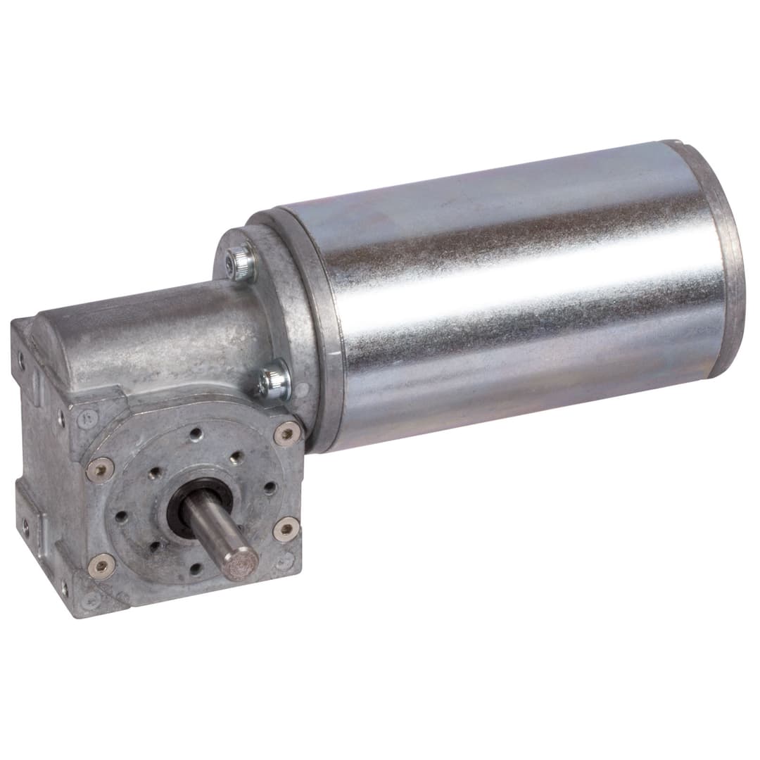 Small worm geared motor SG with permament magnet DC motor 24V 28W n2=200/min i=15:1 output shaft side 1