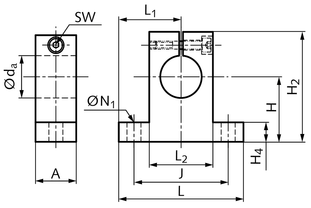 Shaft block GWL for shaft diameter 50mm