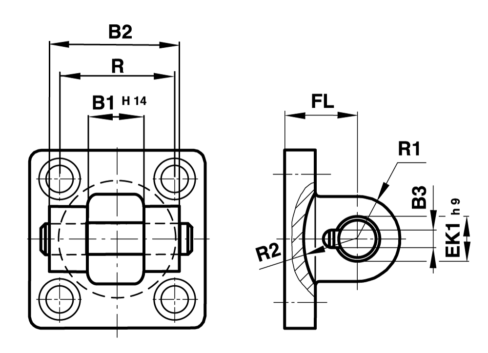 Rear clevis , narrow version for cylinder diameter 50mm