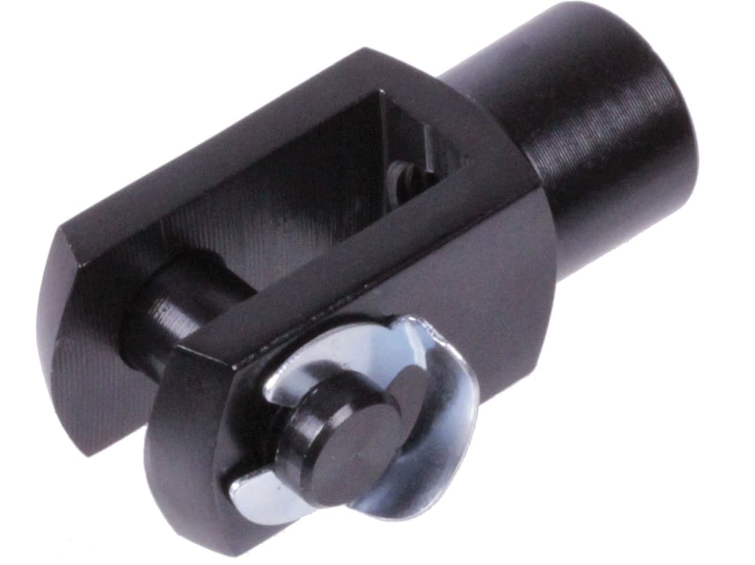 Clevis joint similar DIN 71752 size 12 x 24 type KL right handed aluminum black anodized
