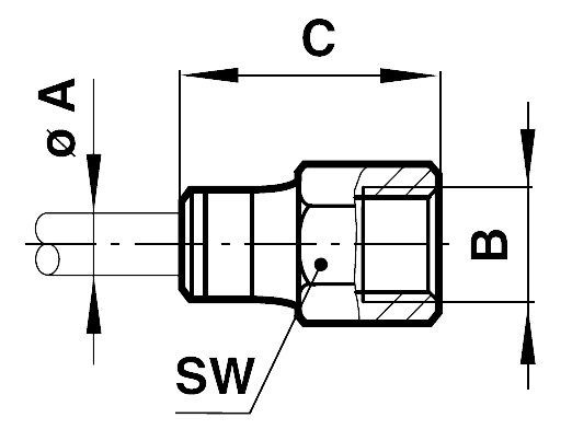 Straight screw-on connector thread G1/4 tube outer diameter 4mm