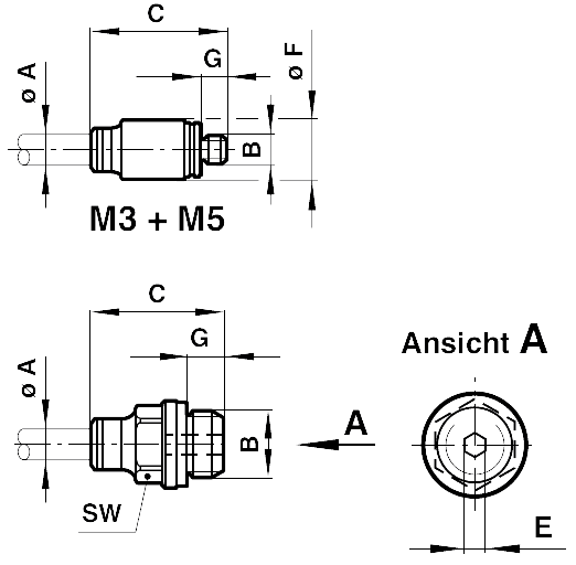 Straight adaptor with o-ring thread G1/4A tube outer diameter 10mm