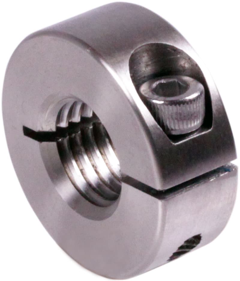 Clamp collar with thread single split stainless steel 1.4305 thread M 12 x 1.75 with bolt DIN 912 A2-70