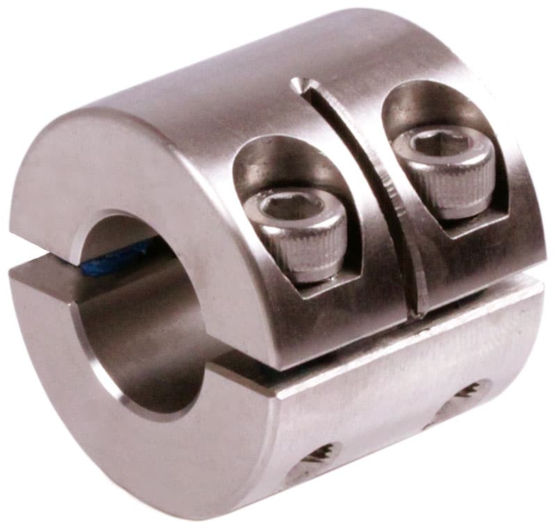 Clamp collar double-split double wide stainless steel 1.4305 bore 12mm with bolts DIN 912 A2-70