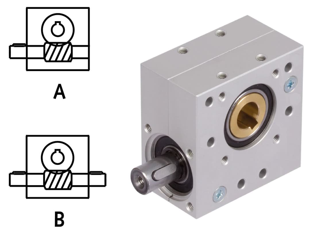 Worm gear unit KES 30 version B center distance 30mm ratio 64:1 output hollow shaft 14mm