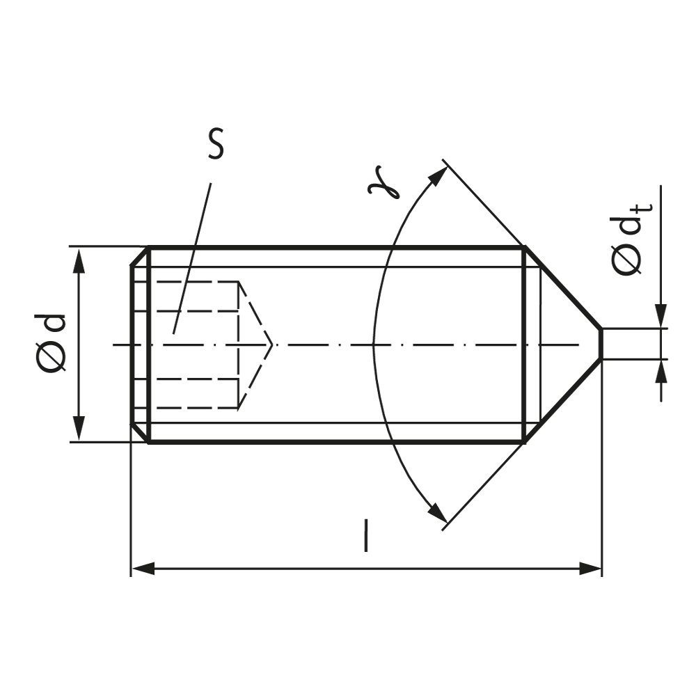 Hexagon socket set screw with cone point ISO 4027 (ex DIN 914) stainless steel A2 M12 x 20mm