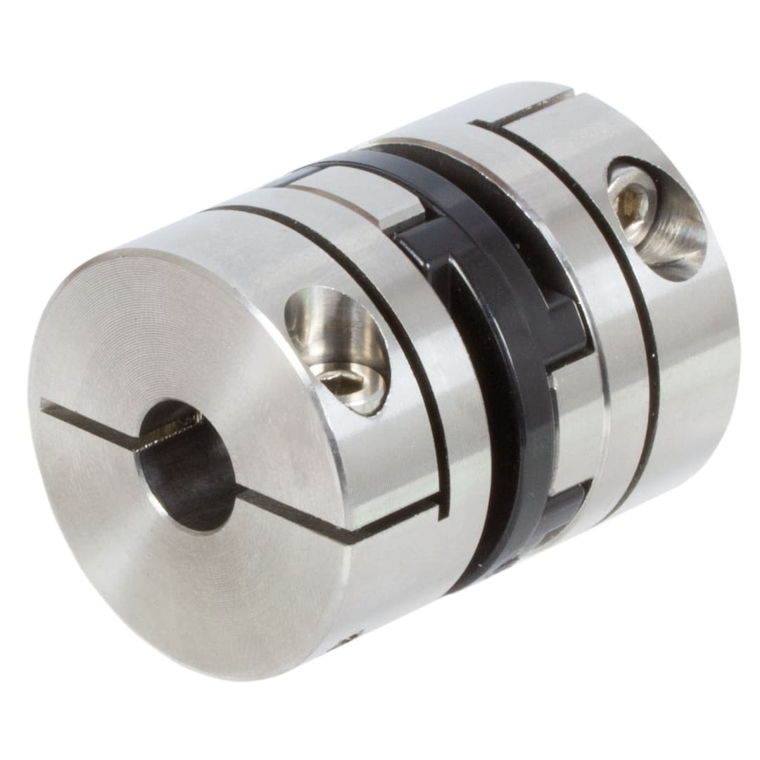 Torsionally-stiff coupling HFD with through hole bore 6mm max. torque 4.0 Nm outside diameter 25.4mm stainless steel 1.4305