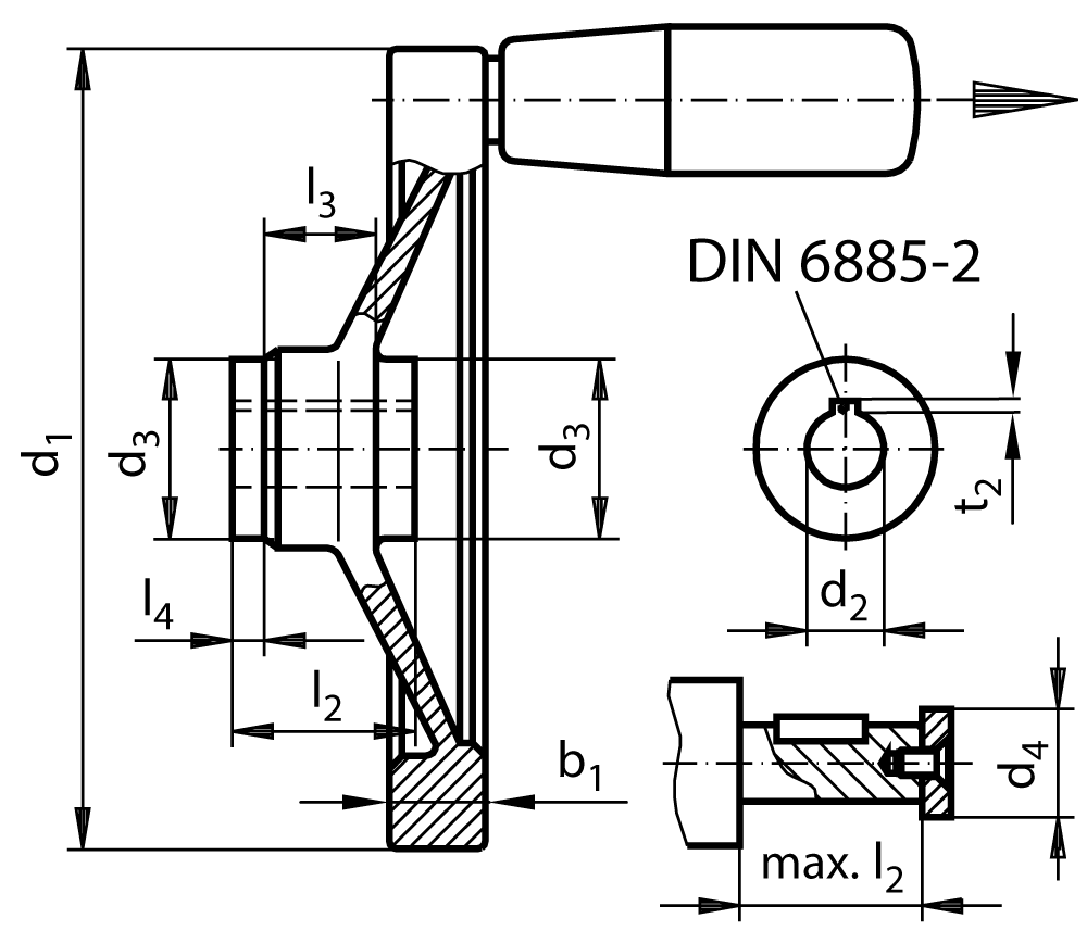 Safety handwheel SHR material aluminium diameter 250mm