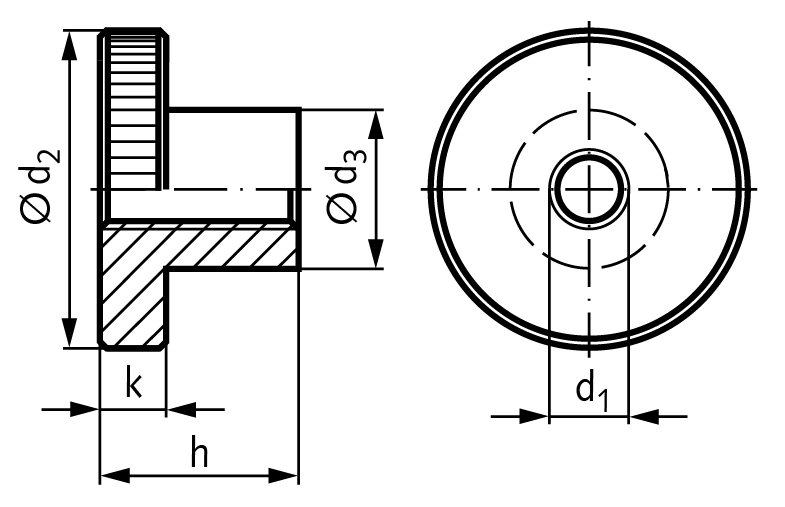 Knurled nut DIN 466 M3