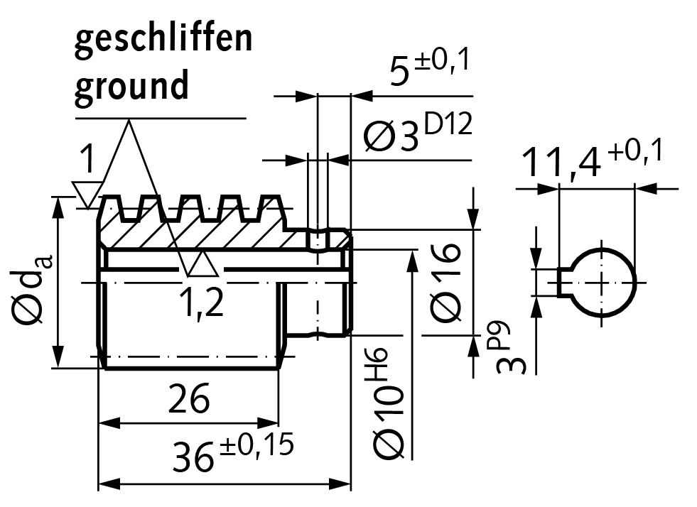 Precision worm centre distance 33mm i=17