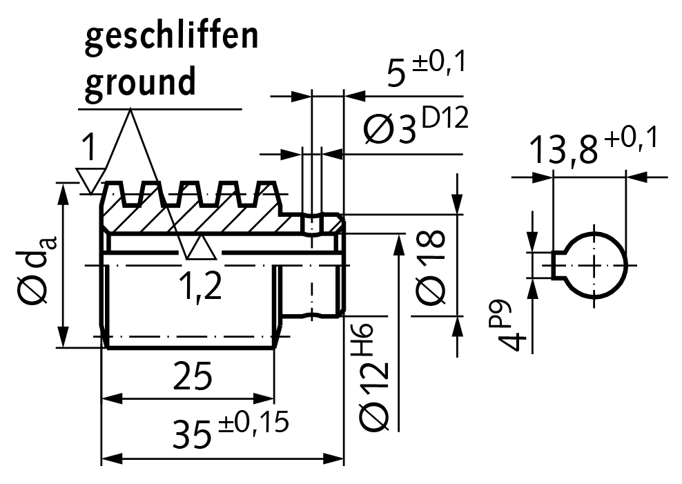 Precision worm centre distance 35mm i=10