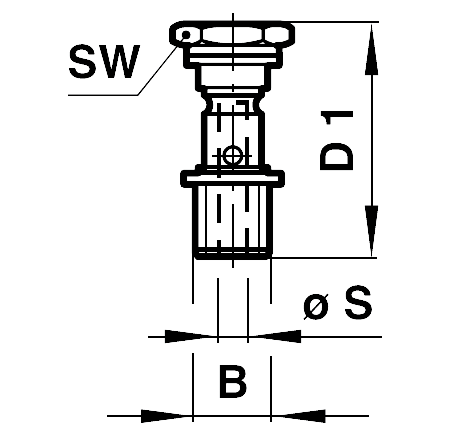 Hollow bolt with sealing rings thread G3/8A