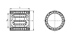 Linear bearing KB-1-ST ISO series 1 with steel jacket with seals for shaft Ø 30mm