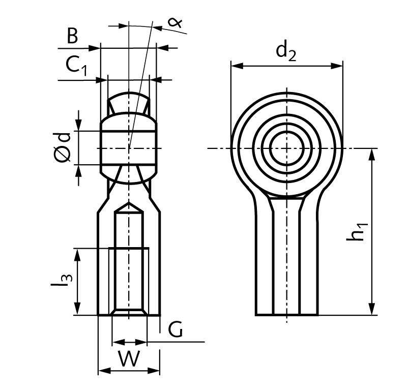 Rod end igus igubal KCRM-16-F internal fine thread M16x1.5 right