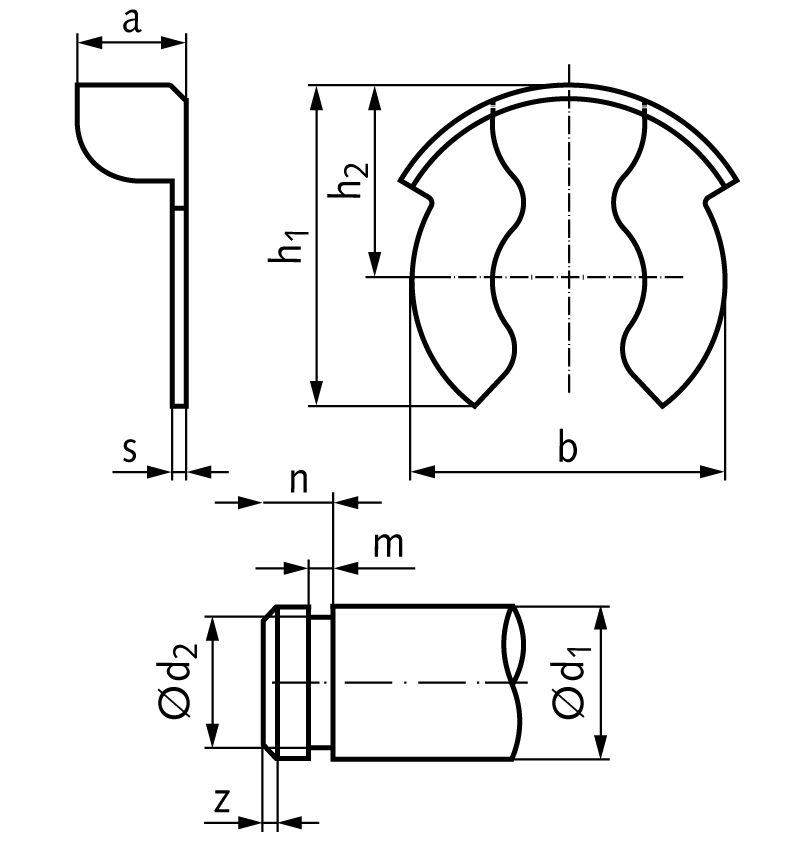 KL-retainer steel zinc plated size 3 for bolt diameter 3mm