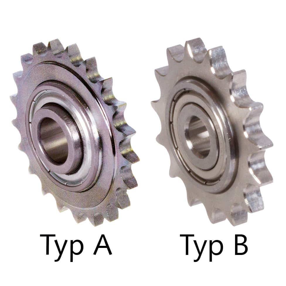 Chain tensioning wheel KSP-R material 1.4301 (AISI 304) 16 B-1 1″x17.02mm 13 teeth with ball bearing