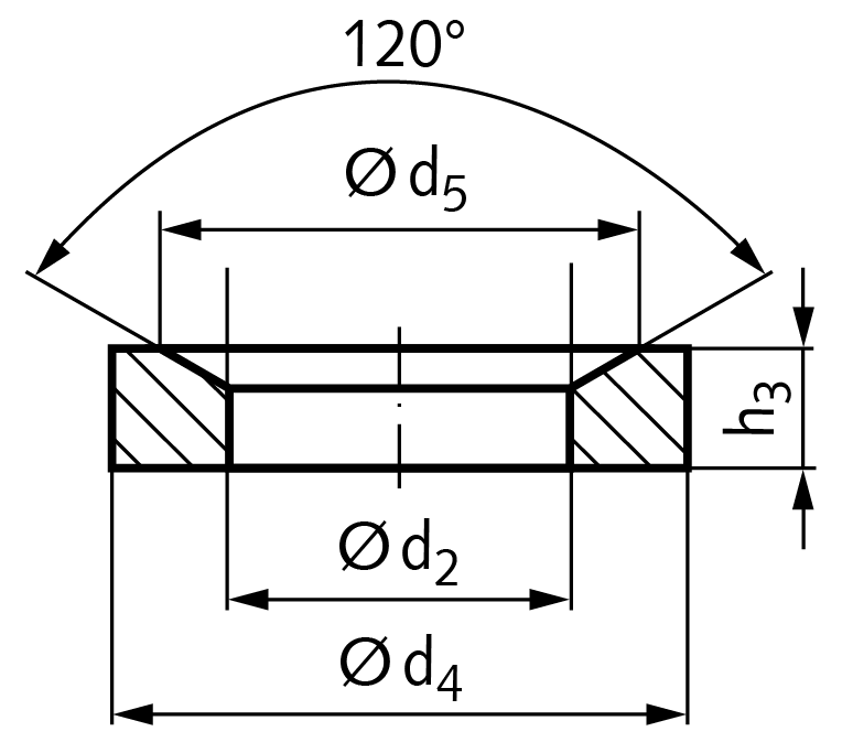 conical seat DIN6319 form D PTFE-coated inner-Ø 12mm outer-Ø 21mm
