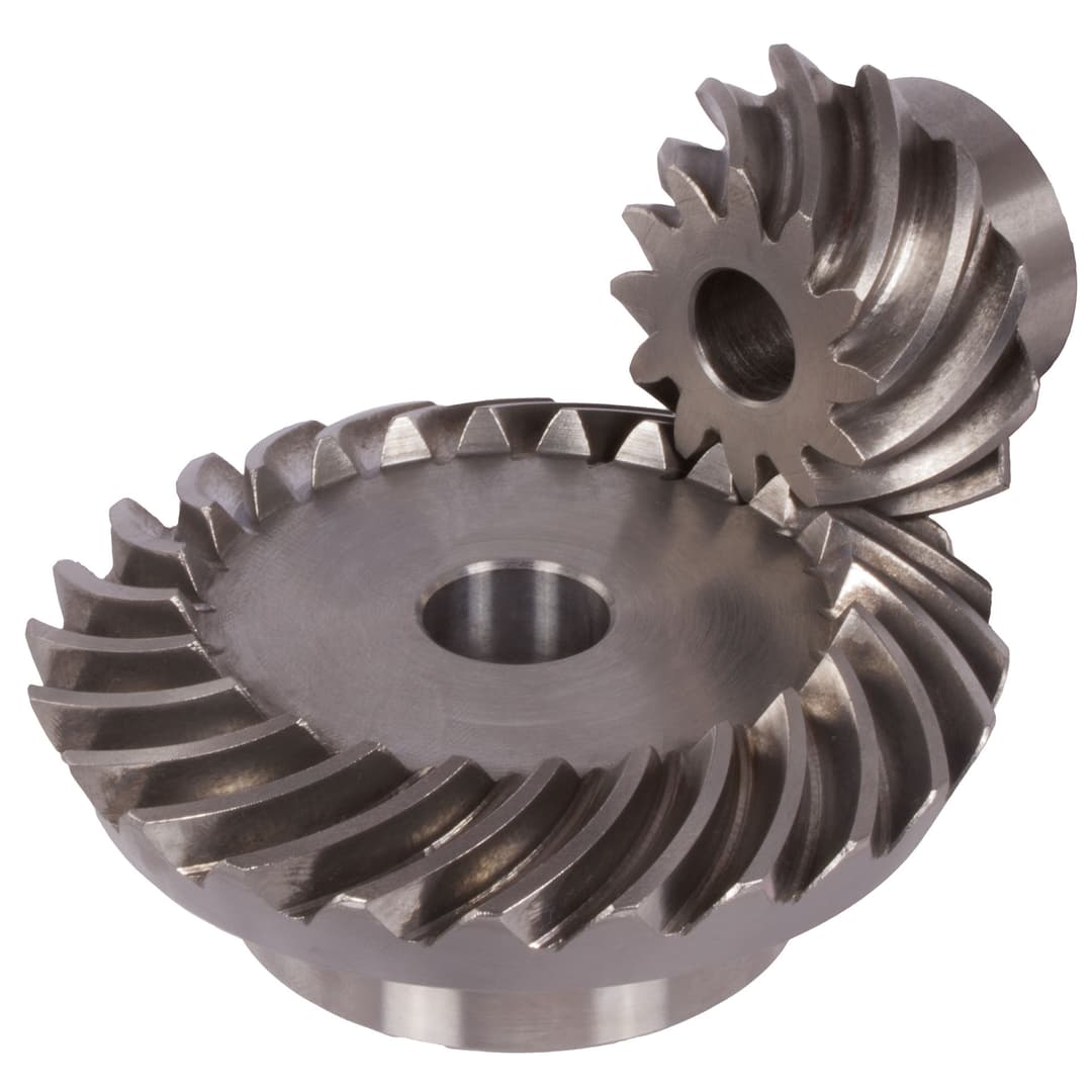Bevel gear set spiral toothed, module 1 number of teeth 20/30 i=1.5:1 material steel 42CrMo4 teeth hardened