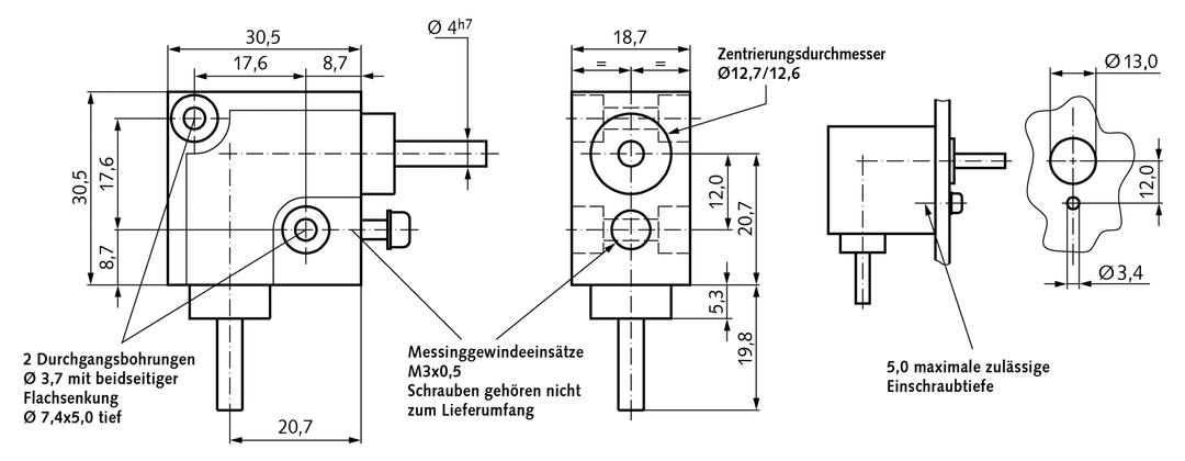 Bevel gearbox type HUG, type A, i=1:1
