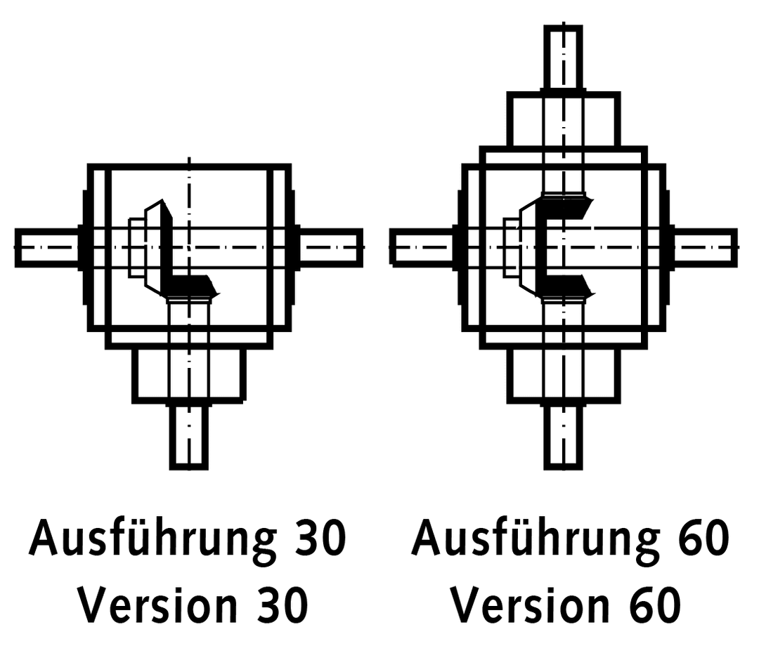 Bevel gearbox KU/I model L size 25 version 60 i=2:1 (For operating instructions please visit the download area of our website www.maedler.de)