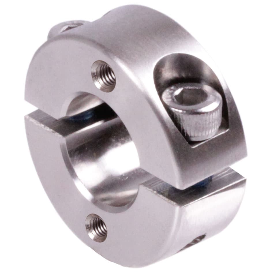 Clamp collar double-split stainless steel 1.4305 bore 15mm with bolts DIN 912 A2-70 type GA
