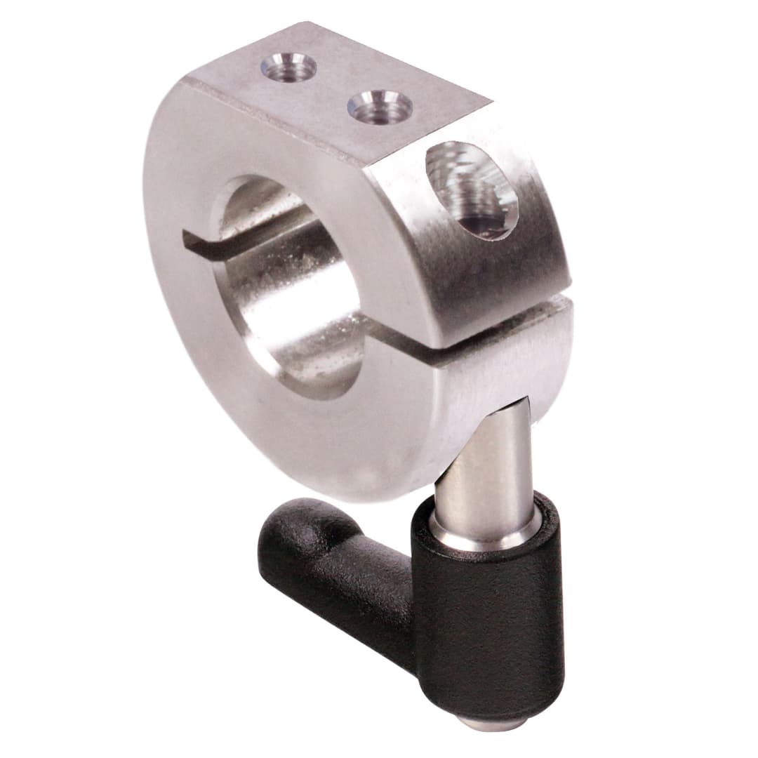 Clamp collar single-split stainless steel 1.4305 bore 35mm with adjustable clamp lever M6 x 18 length 45mm type GRK
