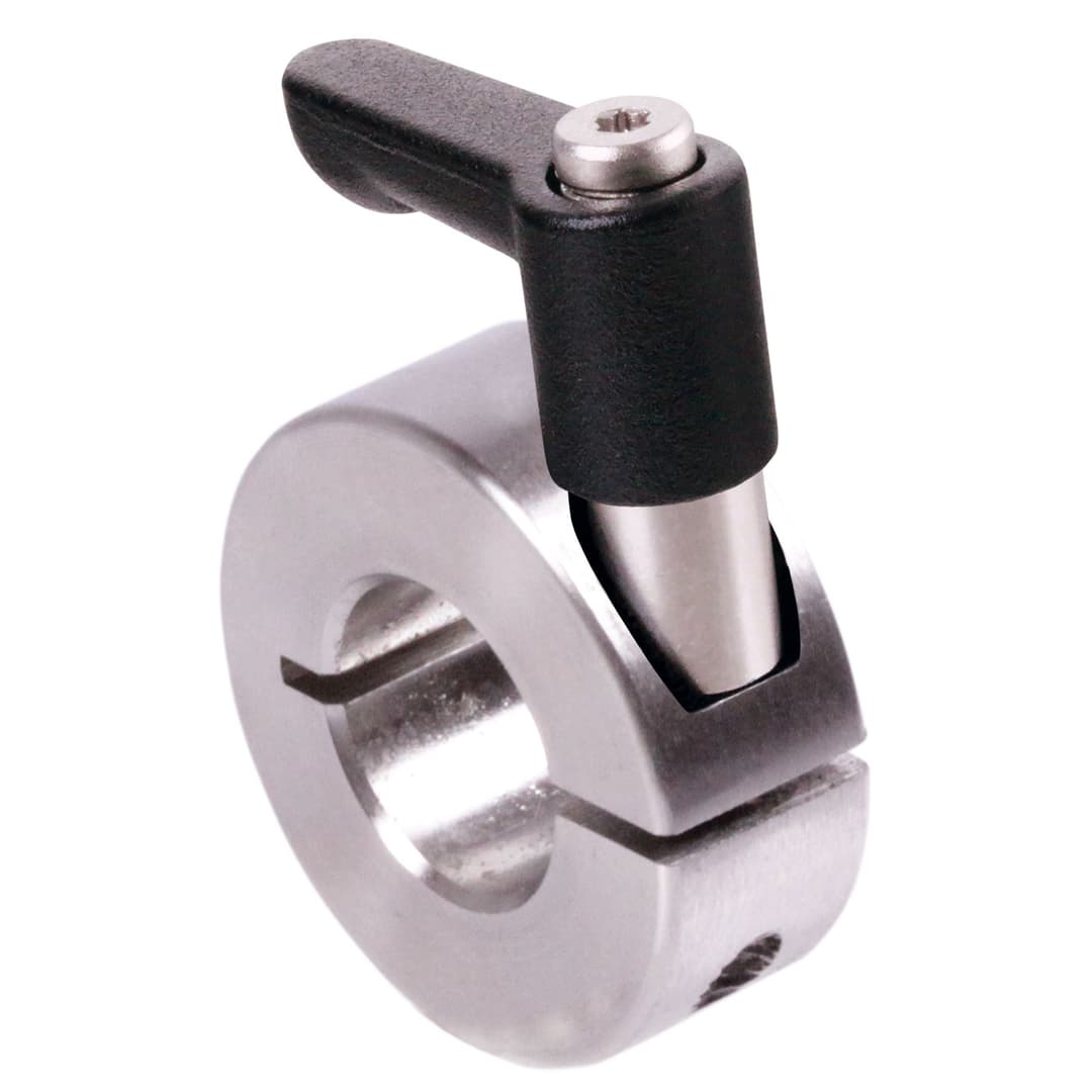 Clamp collar single-split stainless steel 1.4305 bore 14mm with adjustable clamp lever M4 x 12 length 30mm