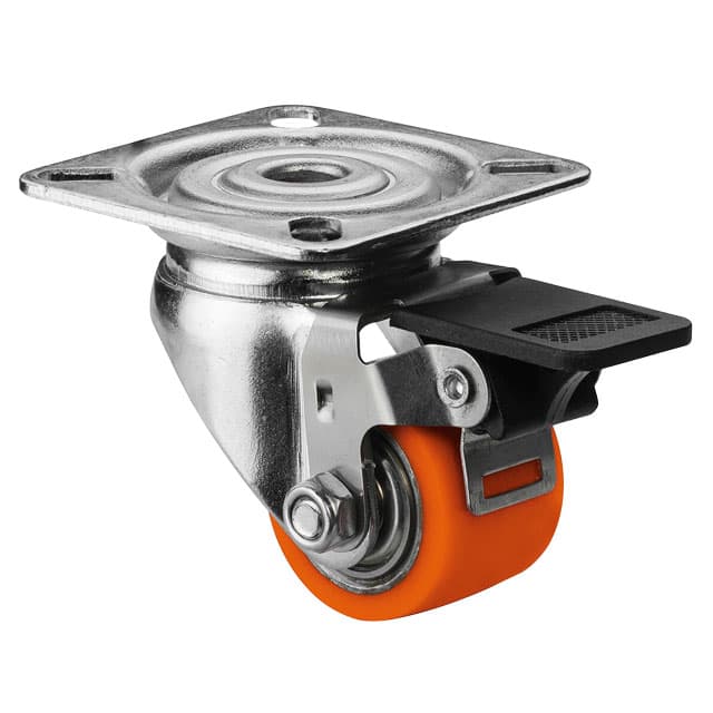Compact castor with plate TPU-wheel swivel castor with brake system wheel Ø 35