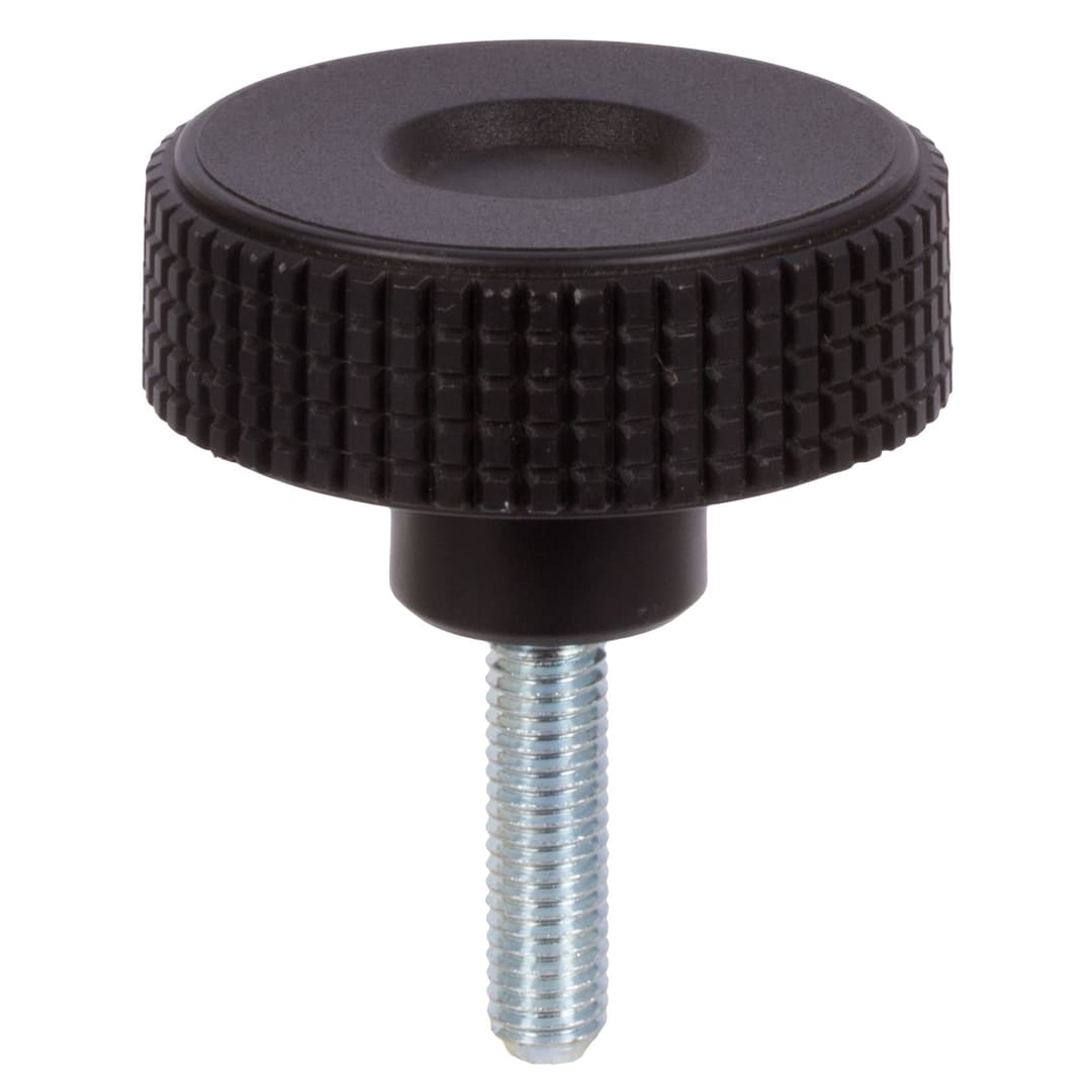 Knurled knob screw made from thermoplast outside diameter 32mm external thread M5 x 20mm